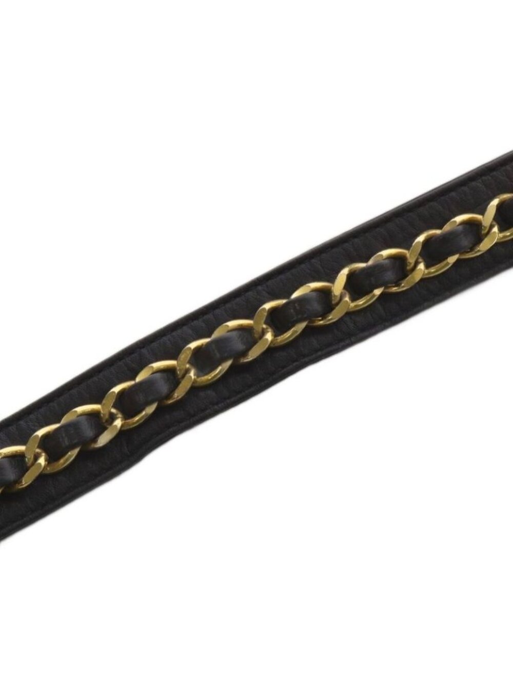 ★SOLD★ Chanel Belt Eyelet Chain Leather 65 26 Gold Black - Picture 6 of 6